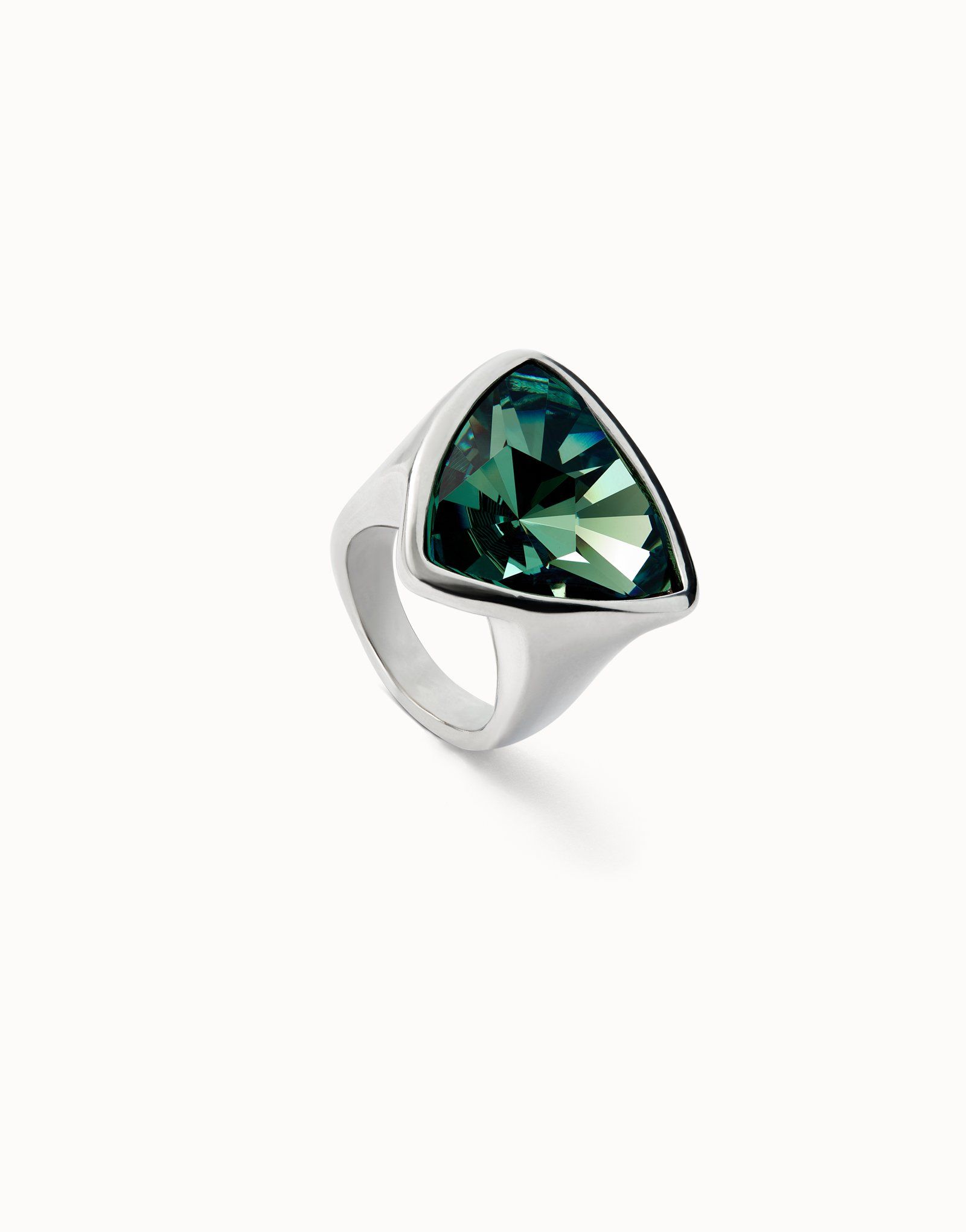 Anillo triangular bañado en plata de ley - Imagen 2