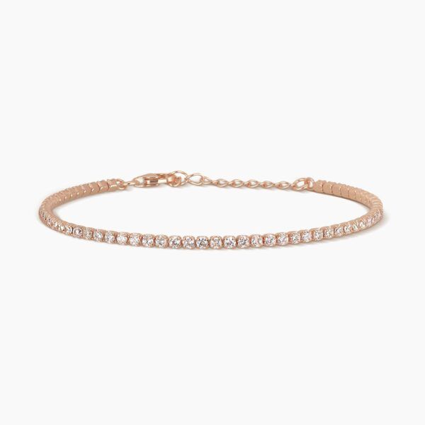 Pulsera Rivière en plata chapada en oro rosa con circonitas blancas