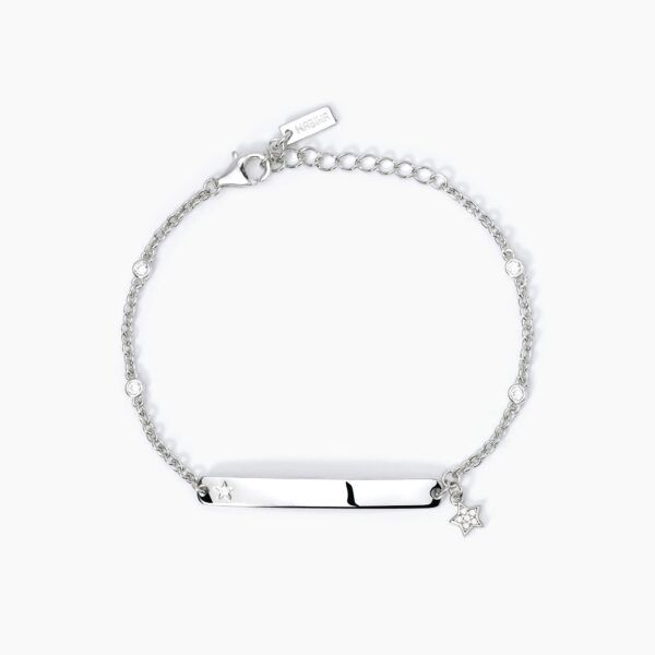 Pulsera de plata con cadena forzada y placa personalizable