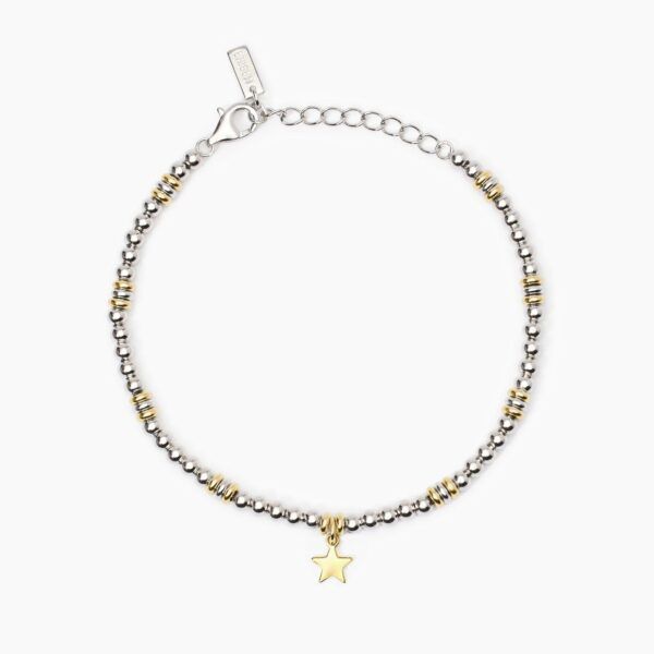 Pulsera colgante estrella bicolor