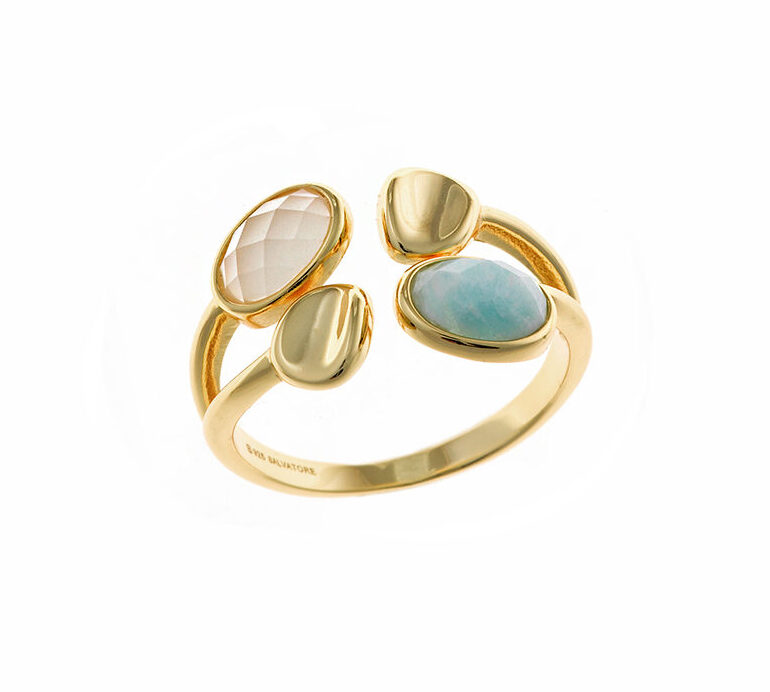Anillo Amazonita y Piedra Luna