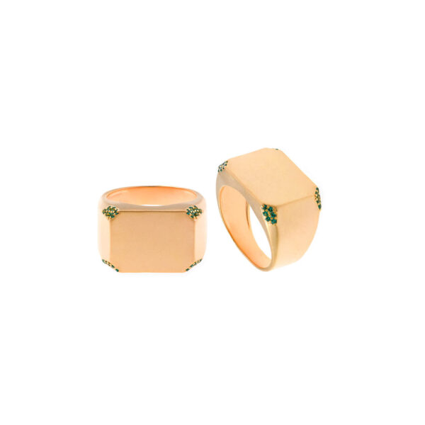 Sello Satinado con Circonitas Verdes
