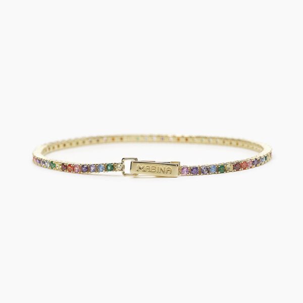 Pulsera Tenis Dorada Circonitas Multicolor