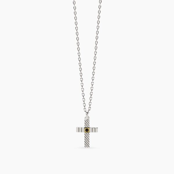 Collar Cruz de Plata Bicolor